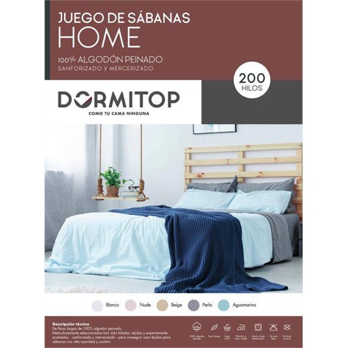 Juego de Sábanas 90 MConfort 3 Piezas 200 Hilos Perla