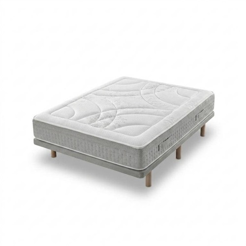 Cama Pack 80X180 MConfort Mallorca Muelles Ensacados Springbox System con Oxicore y Fibersoft + Base Tapizada 5 Barras