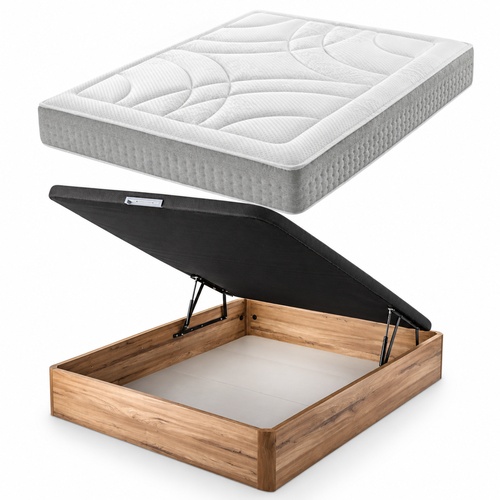 Cama Pack 80X190 MConfort Mallorca Muelles Ensacados Springbox System con Oxicore y Fibersoft + Ab Praga 30mm