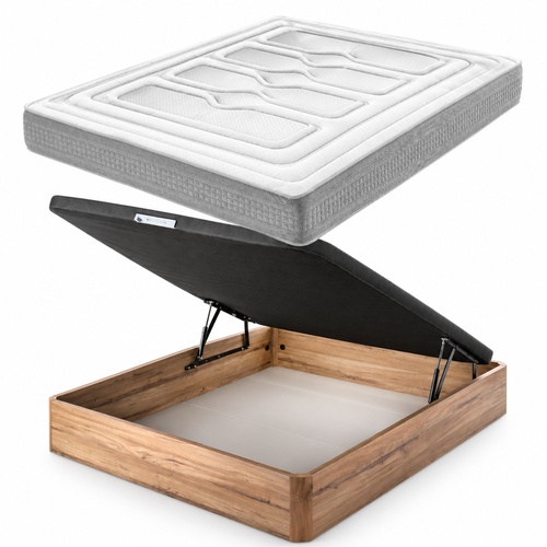 Cama Pack 90X200 MConfort First Muelles Ensacados Springbox System con Oxicore y Fibersoft + Ab Praga 30mm