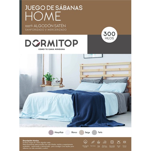 Juego de Sábanas 105 MConfort 3 Piezas 300 Hilos Blanco