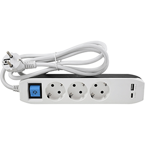 Regleta Hepoluz 09288 3 tomas - USB - USB C