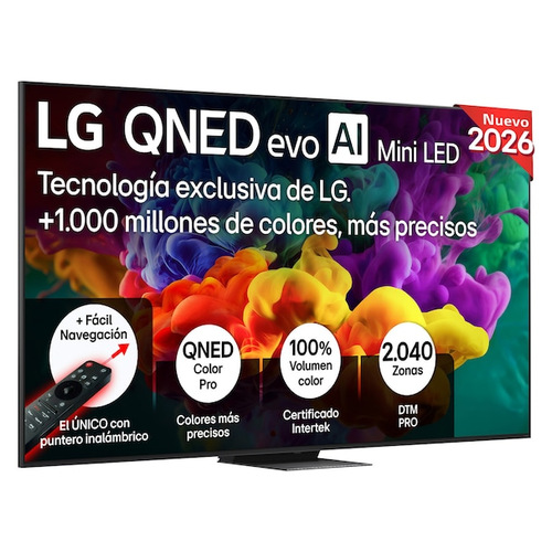 Televisión QNED MiniLED 100" 4K LG 100QNED87B6 Smart TV webOS 26 Clase E