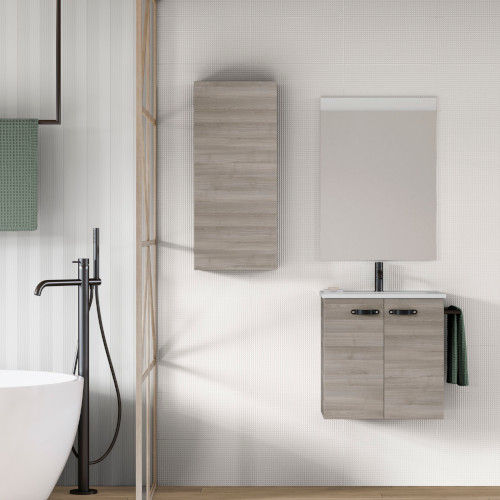Mueble de Baño 50 cm Aneko con Lavabo y Espejo Gris Arenado