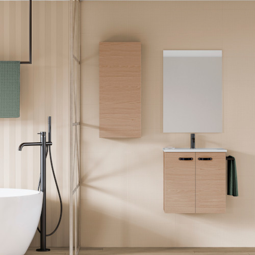 Mueble de Baño 50 cm Aneko con Lavabo y Espejo Nogal Arenado