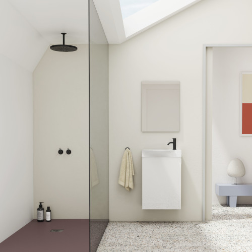 Mueble de Baño 45 cm MIKA con Lavabo y Espejo Blanco Brillo