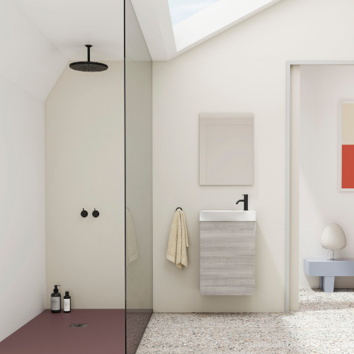 Mueble de Baño 45 cm MIKA con Lavabo y Espejo Gris Arenado