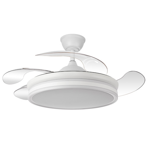 Ventilador Techo 107cm 32W Fabrilamp Bayomo DC Aspas Retráctiles Luz Mando Blanco
