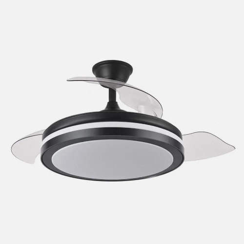 Ventialdor de Techo 107cm 72W Fabrilamp Esparta Aspas Retráctiles Luz DC Mando Negro