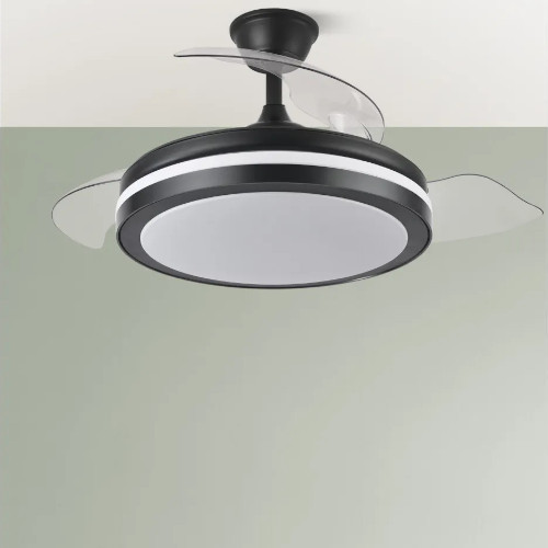 Ventialdor de Techo 107cm 72W Fabrilamp Esparta Aspas Retráctiles Luz DC Mando Negro - foto 2