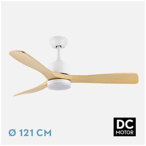 Ventilador Techo 121cm 20W Fabrilamp Azabache Luz Mando Madera Haya - foto 2