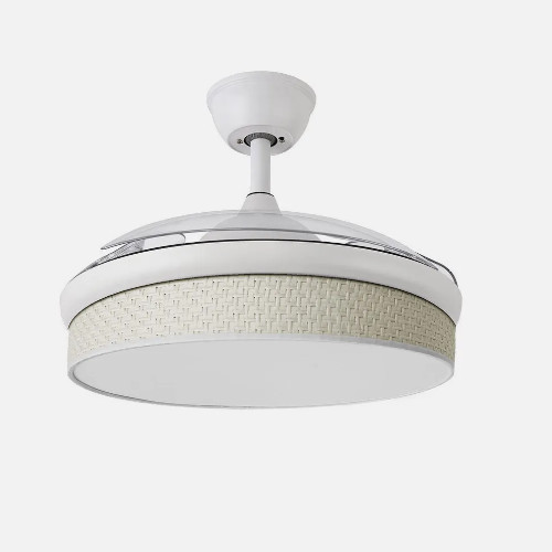 Ventilador Techo 108cm 72W Fabrilamp MODA Aspas retráctiles Luz DC Mando Blanco Cañizo blanco - foto 3