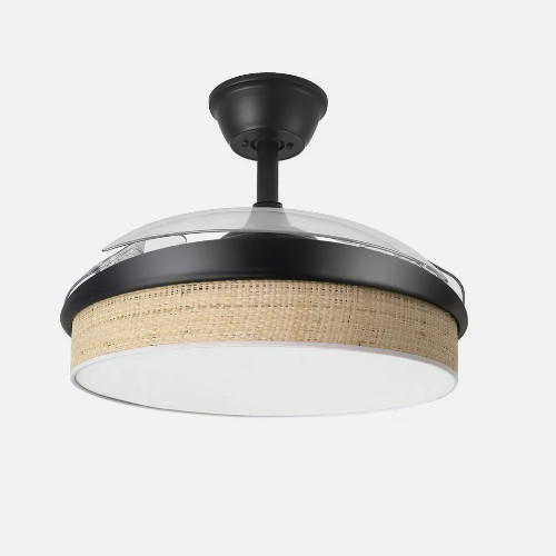 Ventilador Techo 108cm 72W Fabrilamp MODA Aspas retráctiles Luz DC Mando Negro Cañizo Claro - foto 3