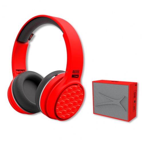 Auriculares Diadema + Altavoz Bluetooth Altec Bundle Play Rojo