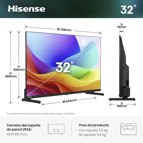 Televisor HI-QLED 32" FHD Hisense 32A5S Smart TV Clase F - foto 2
