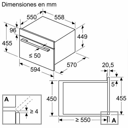 Horno Microondas 45cm 44L Balay 3CW5179B3 Compacto Integrable Aqualisis Blanco - foto 3