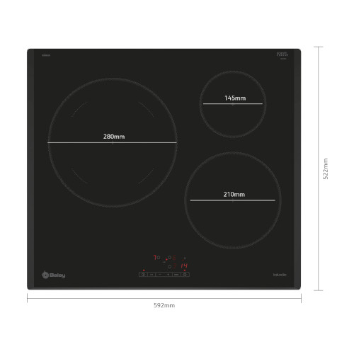 Inducción 3 Zonas 60cm Balay 3EB965LR 1 Zona-28cm Negro - foto 2