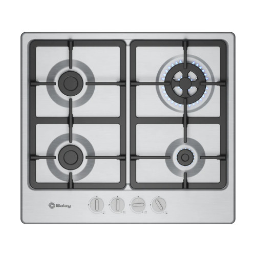 Encimera Gas 4 Fuegos 60cm Balay 3ETX565CB Butano / Natural Inox