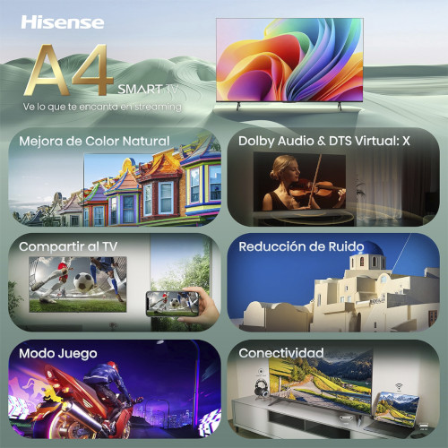 Televisor LED 40" HD Hisense 40A4S Smart TV Negro Clase F - foto 3