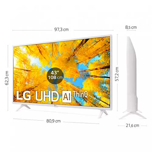 Televisor LED 43" 4K UHD LG 43UQ76906LE SmartTV WebOS 22 Clase G White - foto 3