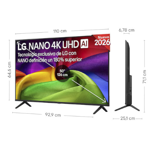 Televisor Nanocell 50" LG 50NU8E0B3LA WEBOS26 Smart TV Negro Clase F - foto 3