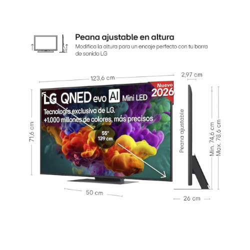 Televisor QNED MINILED 55" LG 55QNED86B6B Smart TV Clase E - foto 2
