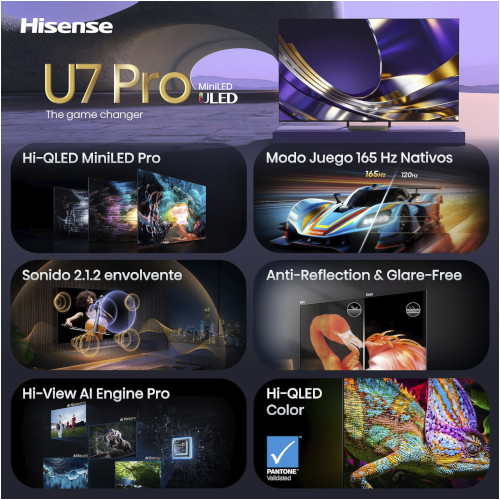 Televisor MINILED 55" 4K Hisense 55U7SPRO Smart TV Clase E - foto 3