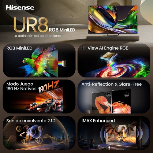 Televisión RGB MiniLED 55" 4K Hisense 55UR8S Smart TV HomeOS U9.5 Clase E - foto 3
