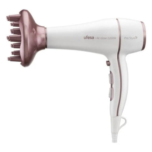 Secador Pelo 2200W Ufesa Air Glow Motor AC Blanco Rosa - foto 3