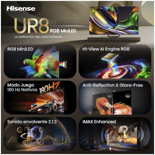 Televisor RGB Miniled 65" 4K Hisense 65UR8S Smart TV Clase E - foto 3
