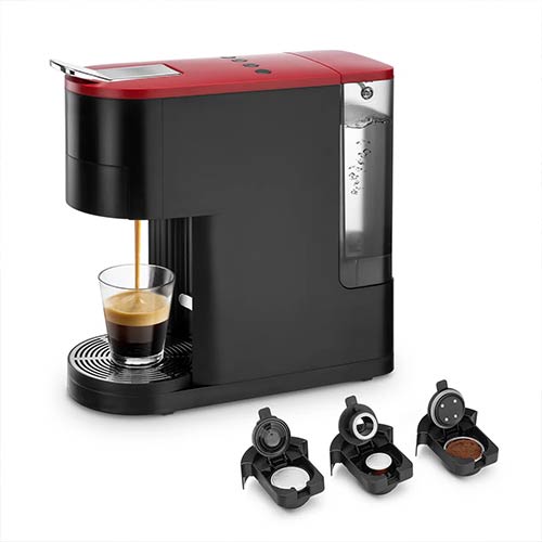 Cafetera Cápsulas 4en1 Ufesa Lucca Nespresso, Dolce Gusto, Molido Negra