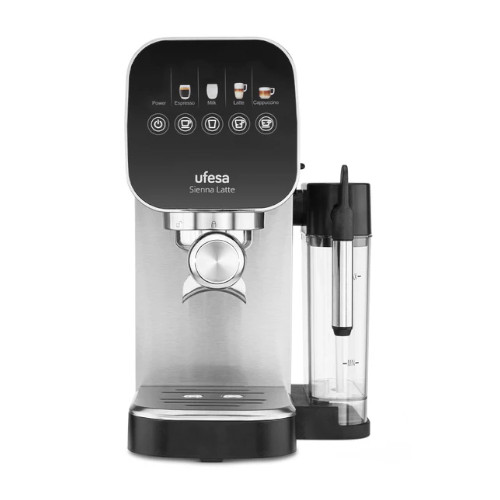 Cafetera Espreso 20 Bares Ufesa Sienna Latte Thermoblock Tanque Leche Negro Inox
