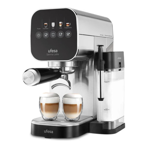 Cafetera Espreso 20 Bares Ufesa Sienna Latte Thermoblock Tanque Leche Negro Inox - foto 2