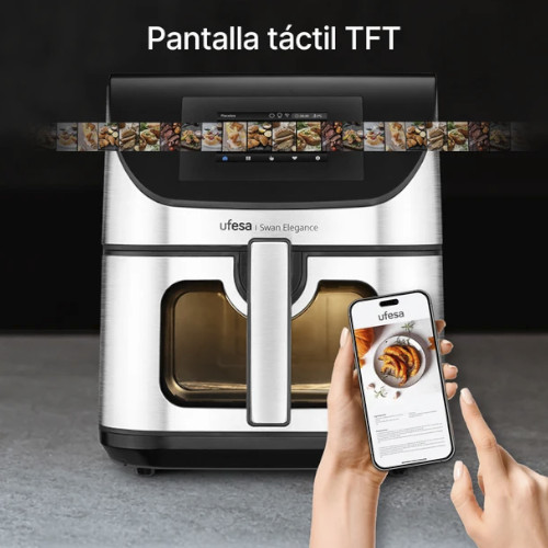 Freidora de Aire 7,5L 2200W Ufesa Swan Elegance Negro Inox - foto 2