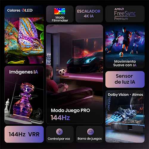 Televisor QLED 75" 4K Hisense 75E7QPRO Smart TV Quantum Dot 144HZ Clase E - foto 3