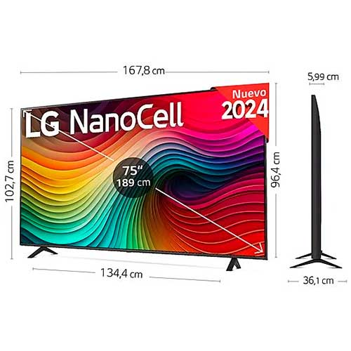 Televisor NANOCELL 75" 4K LG 75NANO82T6B Smart TV WebOS24 Clase G - foto 3