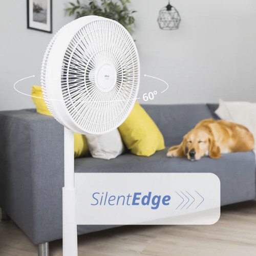 Ventilador Pie 40cm 24W Ufesa Sendai SilentEdge Altura ajustable Oscilación Mando a distancia Blanco - foto 2
