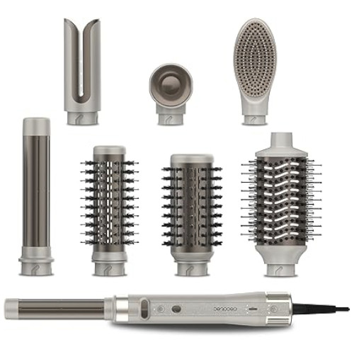 Moldeador 8 en 1 1500W Cecotec CeramicCare 8in1 AirGlam Gyro Champagne Revestimiento de Cerámica y Queratina