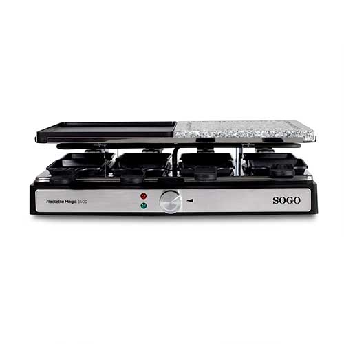 Raclette Grill 3 en 1 Sogo BARSS10387 RACLETTE MAGIC 1400  Piedra Natural y Parrilla