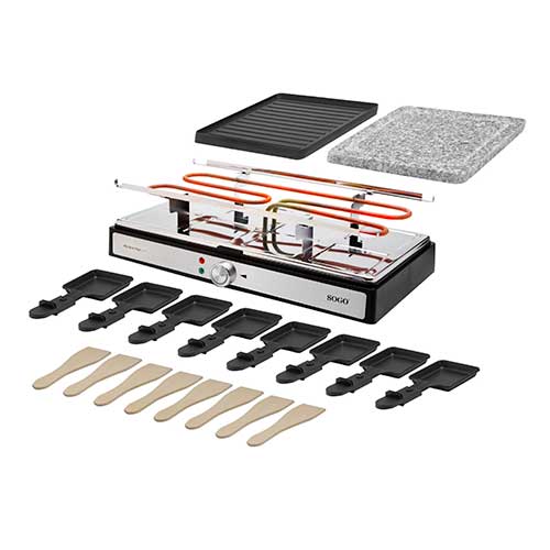Raclette Grill 3 en 1 Sogo BARSS10387 RACLETTE MAGIC 1400 Piedra Natural y Parrilla - foto 3