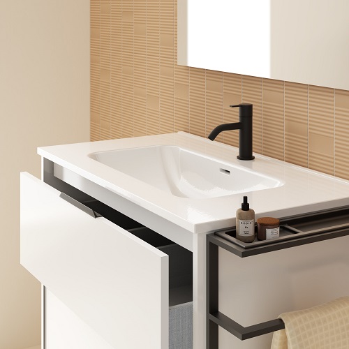 Mueble de baño Incluye lavabo cerámico 100 cms KEIKO con dos cajones acabado en Blanco Brillo - foto 2