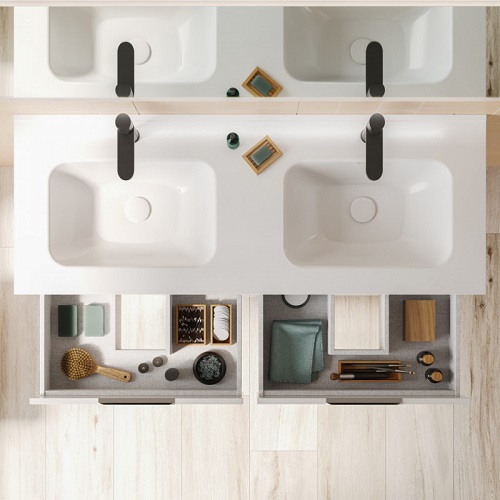 Mueble de baño KEIKO de 120 cms con cuatro cajones. Acabado en Blanco Brillo. Incluye lavabo cerámico. - foto 2