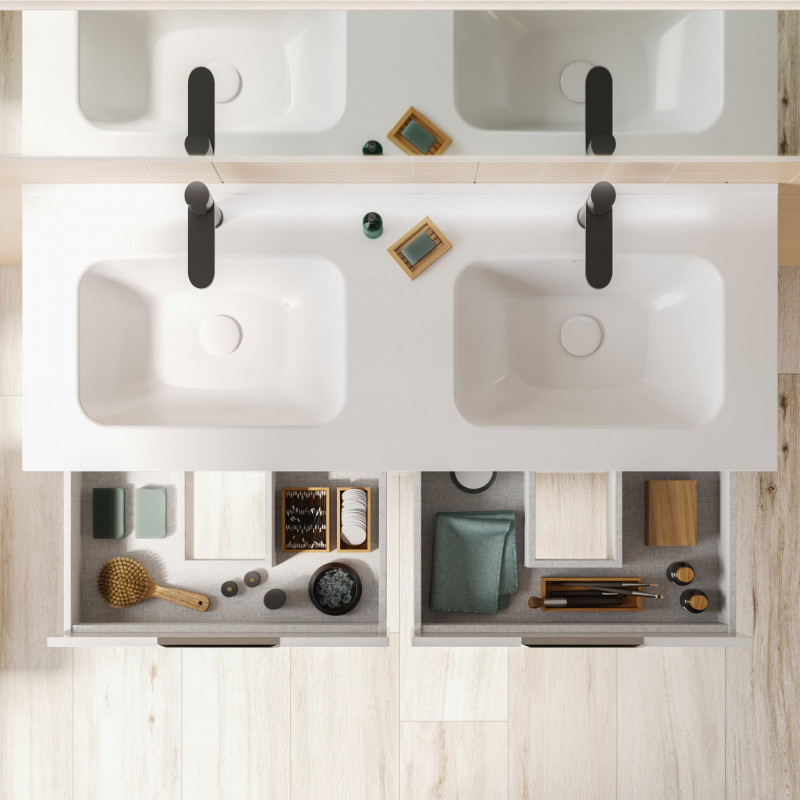 Mueble de baño KEIKO de 120 cms con cuatro cajones. Acabado en Gris Arenado. Incluye lavabo cerámico. - foto 3