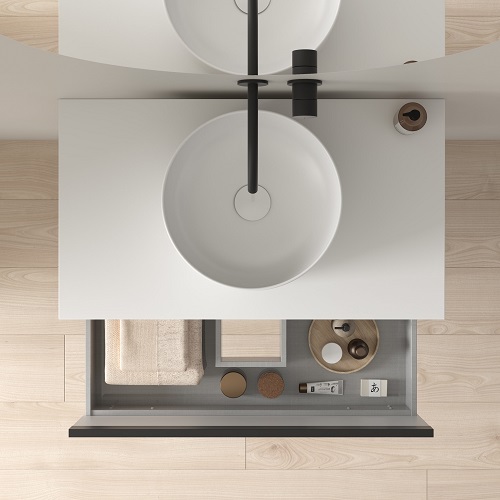 Mueble de baño YOKO TOP de 80 cm con 1 cajón y 1 hueco. Acabado Blanco Brillo. Incluye lavabo cerámico. - foto 2