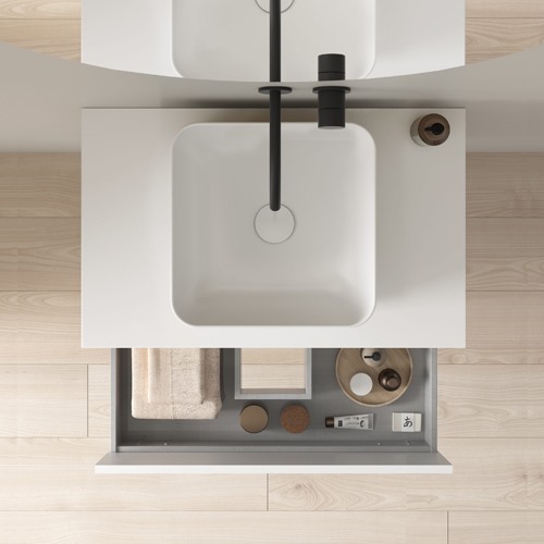 Mueble de baño NIWA TOP de 60 cms con 1 cajón y 1 hueco. Acabado Blanco Brillo. Incluye lavabo cerámico. - foto 2