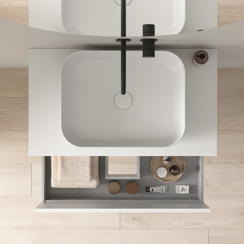 Mueble de baño NIWA Top de 80 cms con 1 cajón y 1 hueco. Acabado Blanco Brillo. Incluye lavabo cerámico. - foto 2