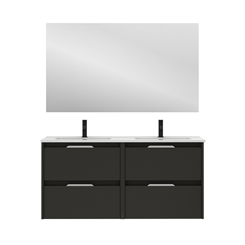 Mueble de baño SUKI de 120 cm con cuatro cajones + espejo KAWA Acabado en Antracita Brillo. | Incluye lavabo cerámico. - foto 2