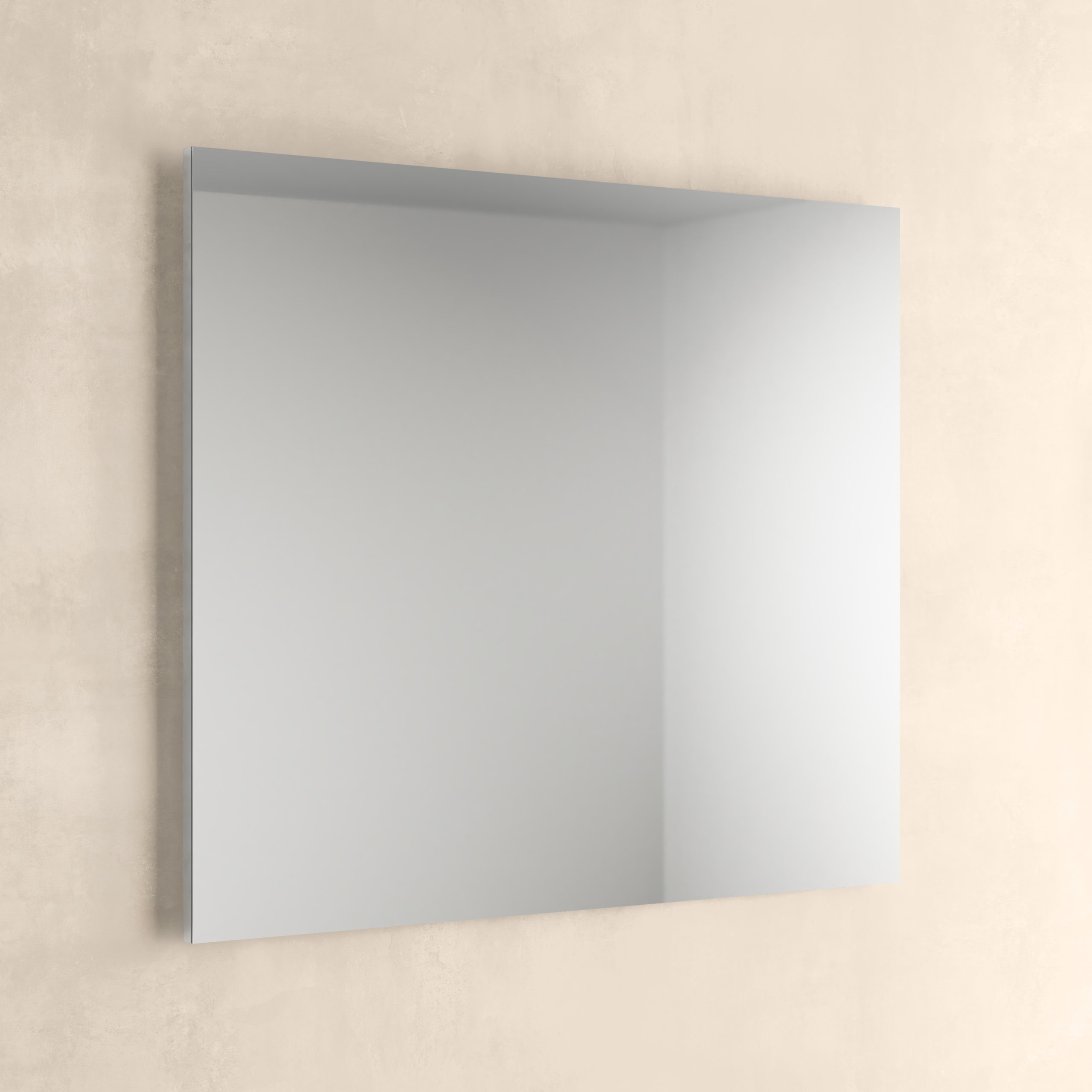 Espejo de baño KAWA 70x70. Luna rectangular con perfil acabado en gris