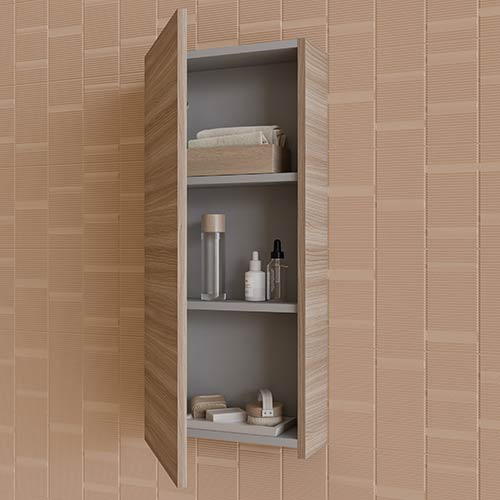 Mueble Auxiliar de Baño 35cm KANSHA 1 puerta Acabado en Nogal Arenado