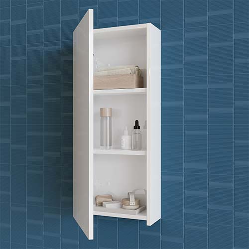 Mueble Auxiliar de Baño 35cm KANSHA 1 puerta Acabado en Blanco Brillo
